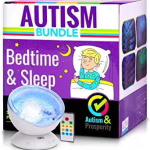 Autism & Prosperity Kids Calming Ocean Wave Projector for Autistic Children - Music - AUX – for ASD Boys Girls Sleep Bedroom Room Decor - Visual Auditory Sensory Toys Stimulation LED Night Light Lamp